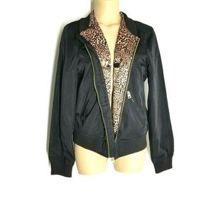 Anthropologie Jak & Rae Leopard Lined Zipper Jacket Coat Size Small